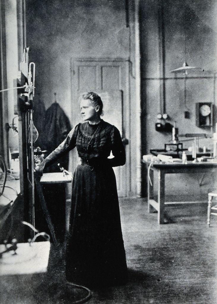 Portrait of Marie Curie, the scientist who studied Uraninite and discovered radium.